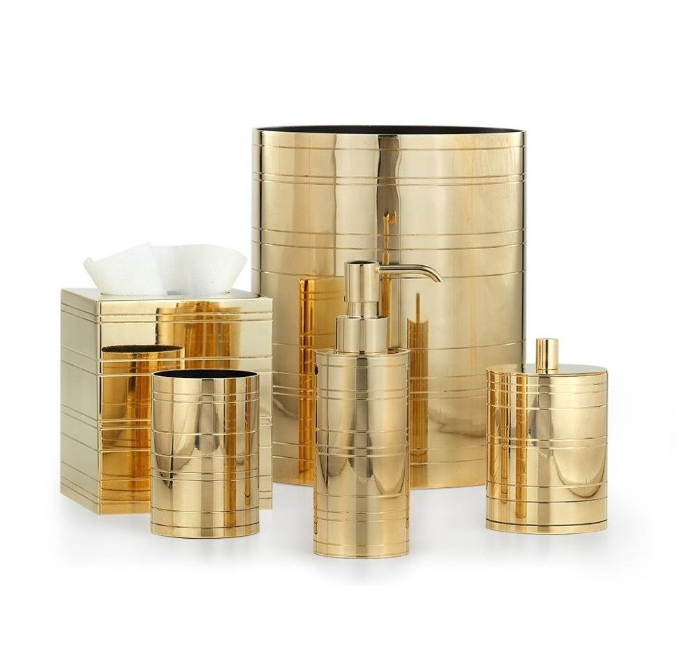 Wholesale of High Quality 5 pieces Shiny Gold Bathroom Accessories set