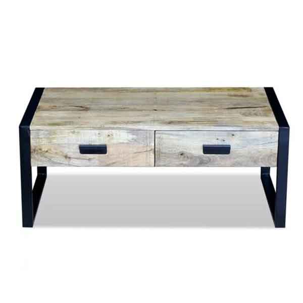 Solid Mango Wood Coffee Table with 2 Drawers Supplier