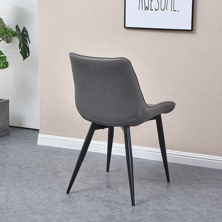 Leather seat iron leg dining chair modern armless dining chair Exporter