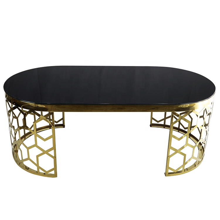 Luxury modern design oval tempering glass top coffee table Exporter