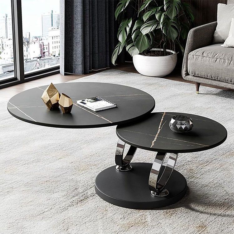 Marble top modern silver multifunction Double Coffee Table Exporter