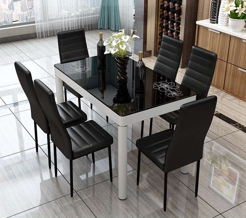 Simple modern stylish glass square 6 seater dining tables Exporter