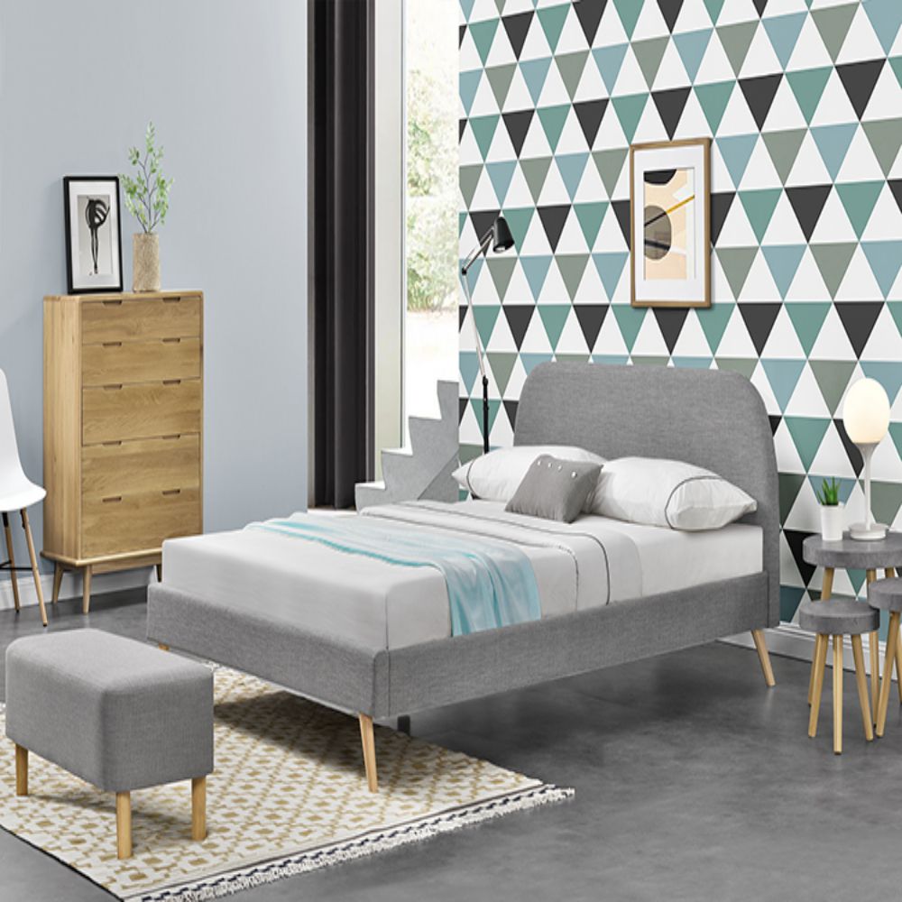 Supplier Modern Elegant Simple Home Furniture Bedroom Double Size Fabric Bed