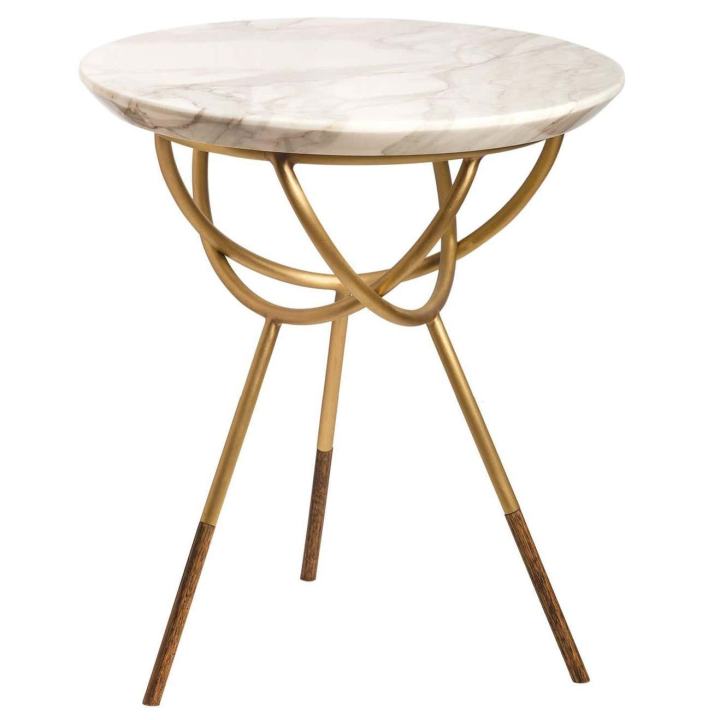 Wholesale Brush Gold Side Table With Marble Top For Living Room