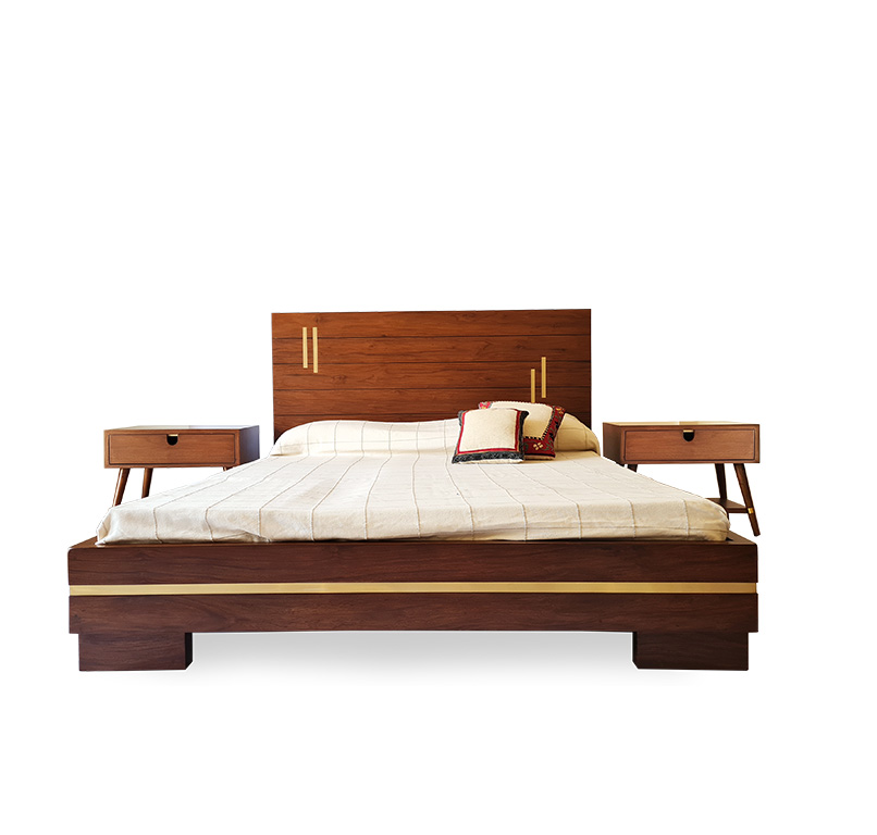 Brass Connection -  Queen Bed with Bedside Hospitality Furniture Pakistan