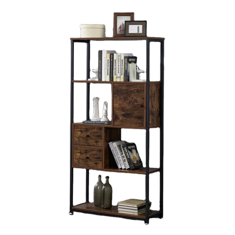 Wholesale Industrial style metal frame 4 tiers modern bookshelf storage rack